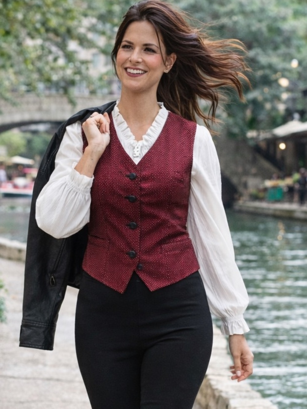 Ann Taylor sz 10 silk vest knotted buttons